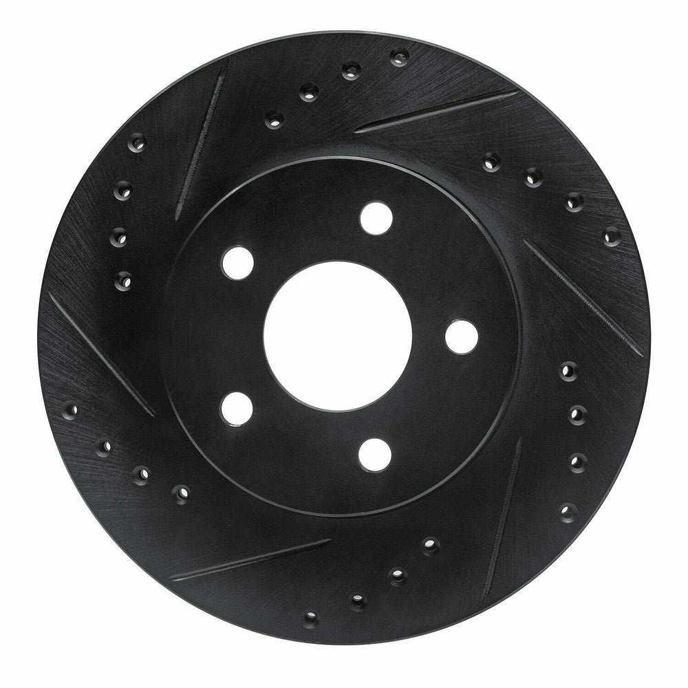 R1 89-90 Ford Thunderbird Front Left Drilled & Slotted Black Brake Rotor
