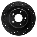 R1 13-25 Mitsubishi Eclipse Cross Rear Left Drilled & Slotted Black Brake Rotor