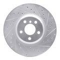 R1 Concepts Brake Rotor Drilled and Slotted Silver Fits BMW 330i