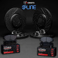 R1 07-18 Jeep Wrangler Front & Rear Drill/Slot Black Rotors w/Off-Road/Tow Pads