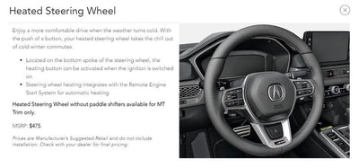 Genuine Acura 2023 Integra Heated Steering Wheel w/ Paddle Shifter