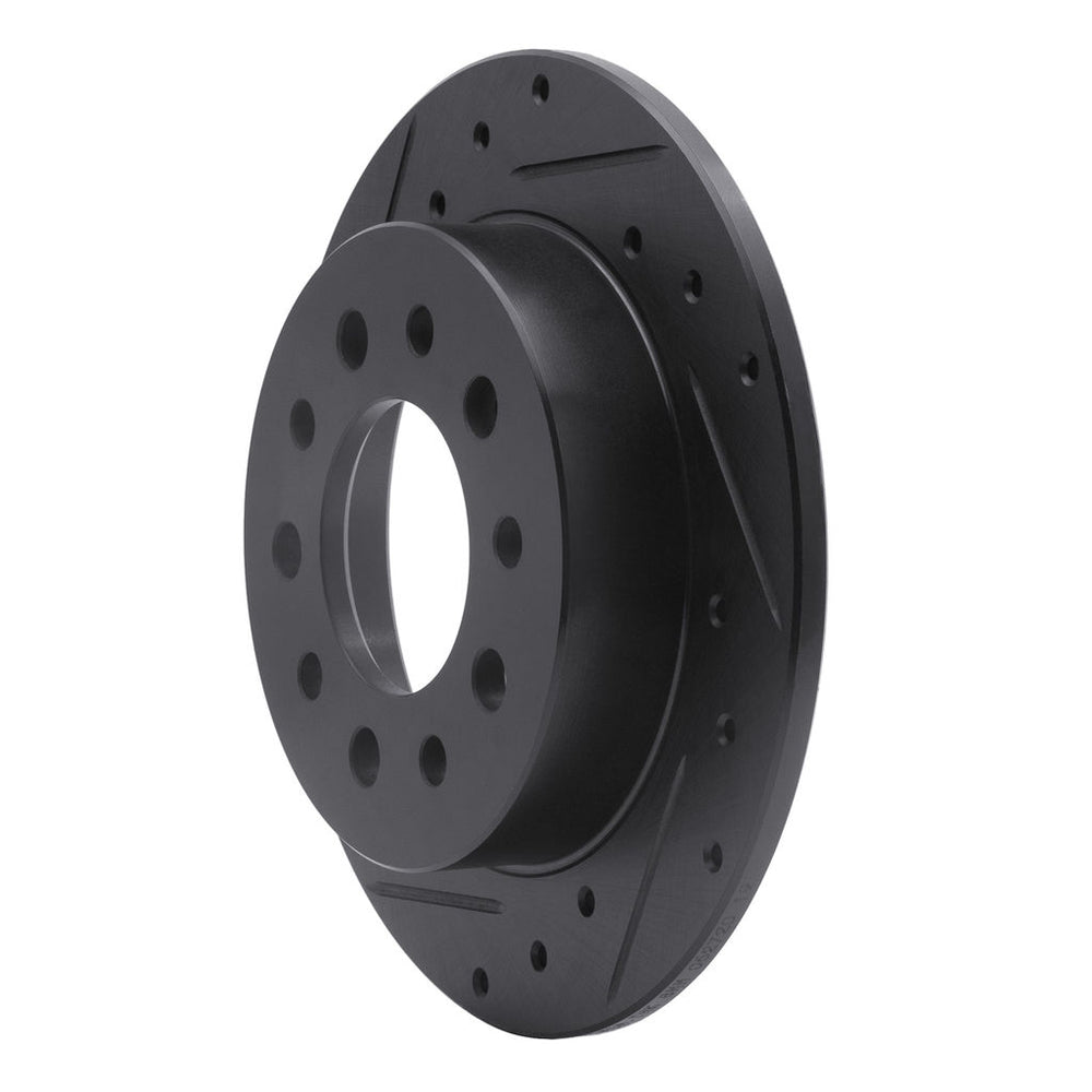R1 03-08 Hyundai Tiburon Rear Left Drilled & Slotted Black Brake Rotor
