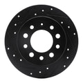 R1 03-08 Hyundai Tiburon Rear Left Drilled & Slotted Black Brake Rotor