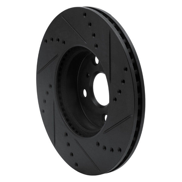 R1 12-18 Toyota Yaris (USA/Canada) Front Left Drilled & Slotted Black Brake Rotor