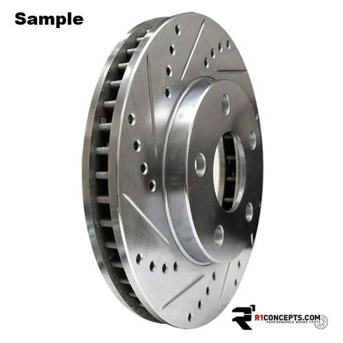 R1 E- Line Series Brake Rotor - D/S - Silver w/ Ceramic Pads Hdw Fits Audi S4