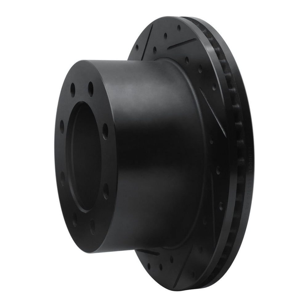 R1 01-10 Chevrolet Express 3500 Rear Left Drilled & Slotted Black Brake Rotor