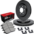 R1 09-12 Chevy Colorado Front Drill/Slot Black Rotors w/Optimum Pads