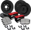 R1 Concepts Black Drilled Slotted Rotors with 5000 Oep Brake Pads Hdw Fits Dodge Durango