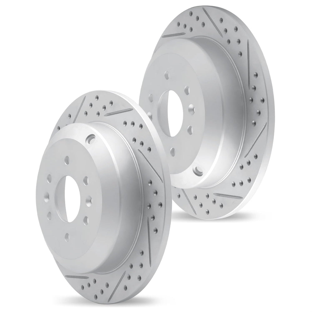R1 06-11 Honda Civic Front & Rear Drilled & Slotted Carbon Coated Brake Rotor Set