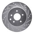 R1 09-20 Nissan 370Z Rear Right Drilled & Slotted Silver Brake Rotor