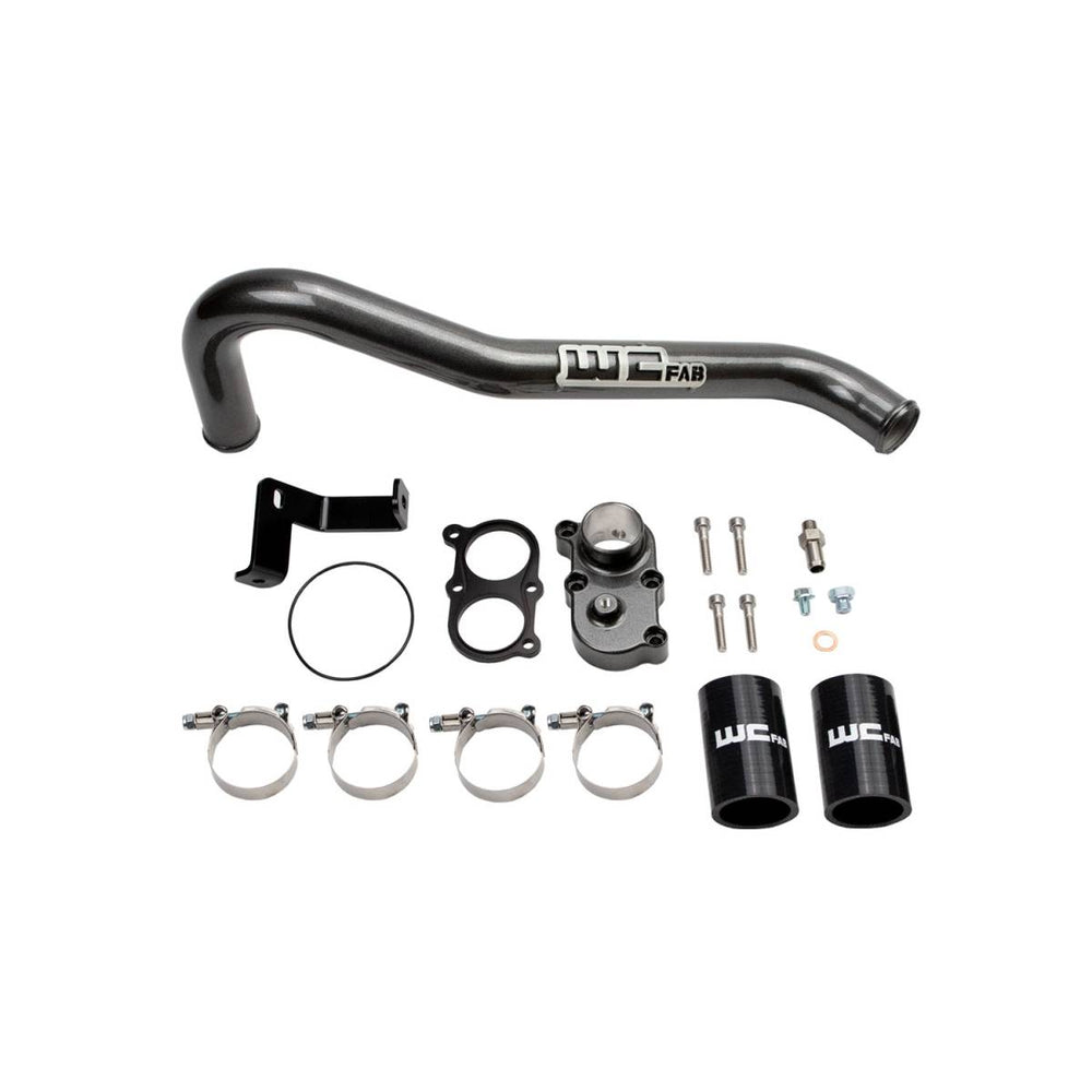 2006-2010 LBZ/LMM Duramax Top Outlet Billet Thermostat Housing and Upper Coolant Pipe Kit Fine Texture Black