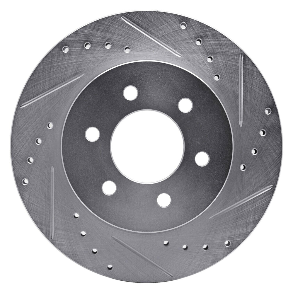 R1 97-02 Dodge Dakota 4WD Front Right Drilled & Slotted Black Brake Rotor