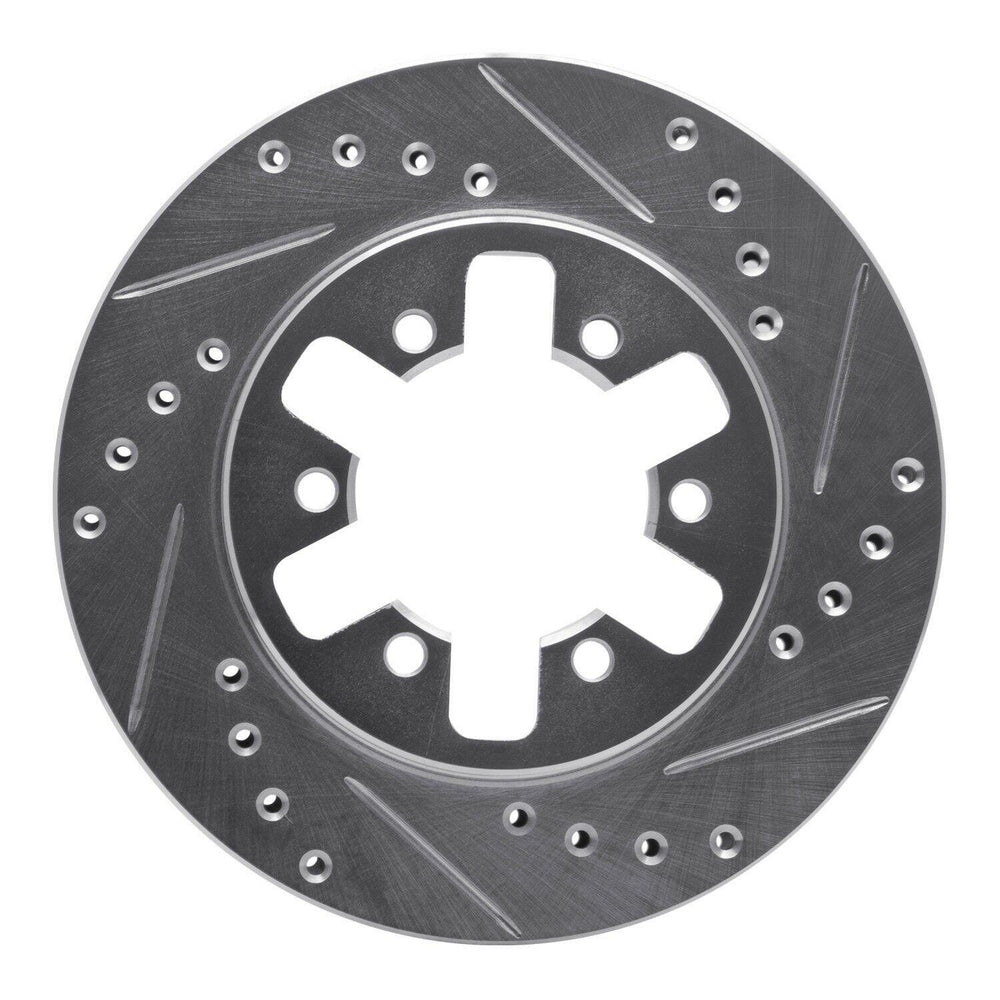R1 85-97 Nissan D21 Pickup RWD (4 Cyl Excl HD) Front Right Drilled & Slotted Black Brake Rotor