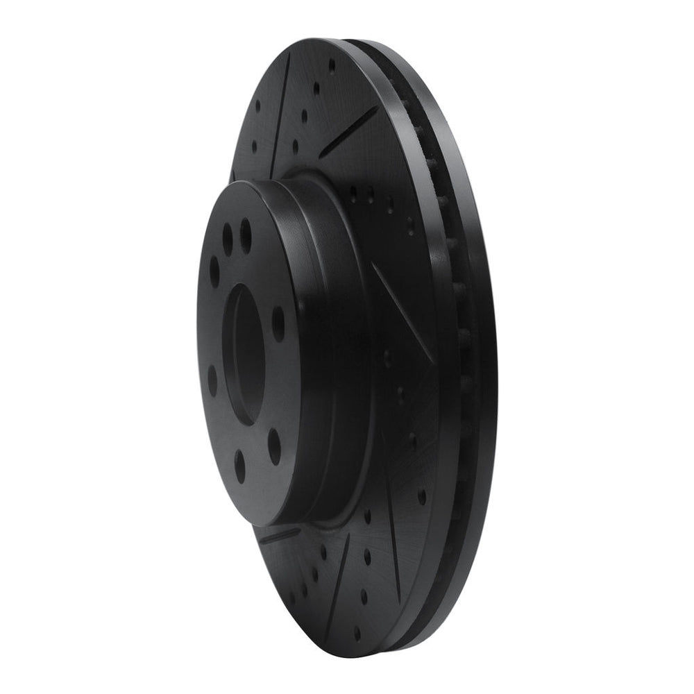 R1 15-20 Chevrolet Colorado Front Left Drilled & Slotted Black Brake Rotor