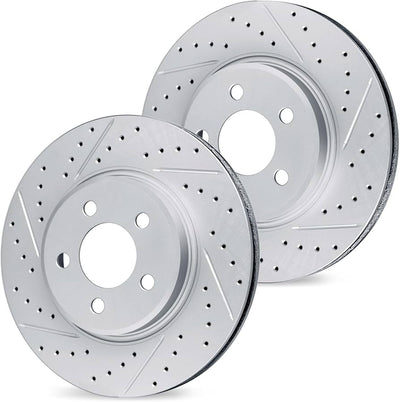 R1 03-11 Cadillac BLS Front Drilled & Slotted Carbon Coated Brake Rotor Set