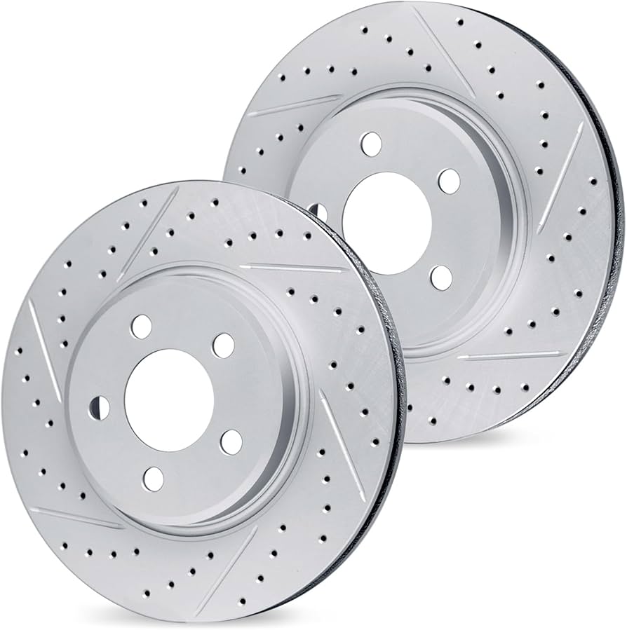 R1 03-11 Cadillac BLS Front Drilled & Slotted Carbon Coated Brake Rotor Set