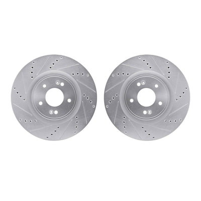 R1 10-16 Hyundai Genesis Coupe Front Drilled & Slotted Silver Brake Rotor Set