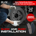 R1 Concepts Brake Rotors - Slotted - Black w/ Semi-Met Pads Hdw Fits Land Rover