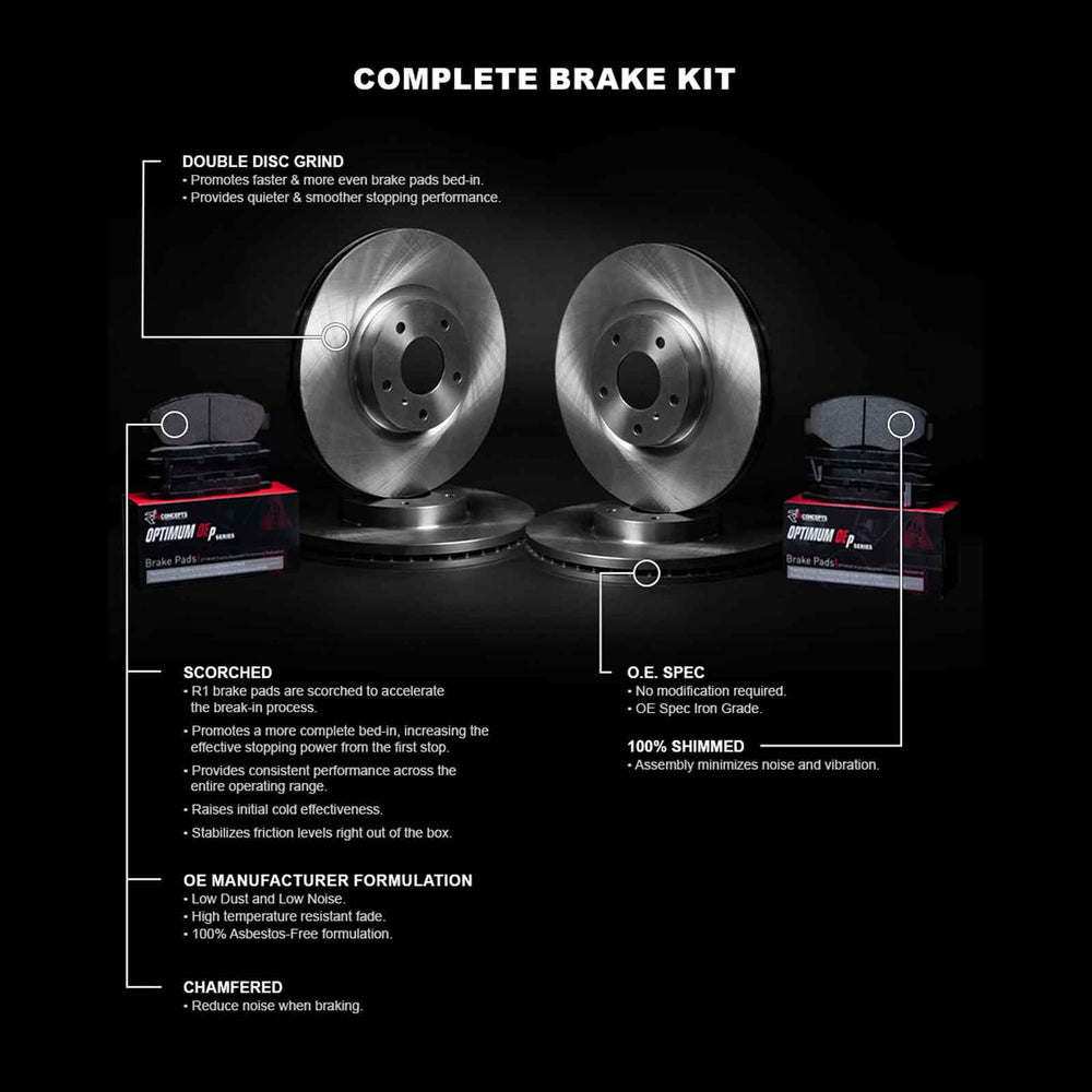 R1 Concepts Brake Rotor- Blank with Optimum Oe Pads Fits Volvo S40