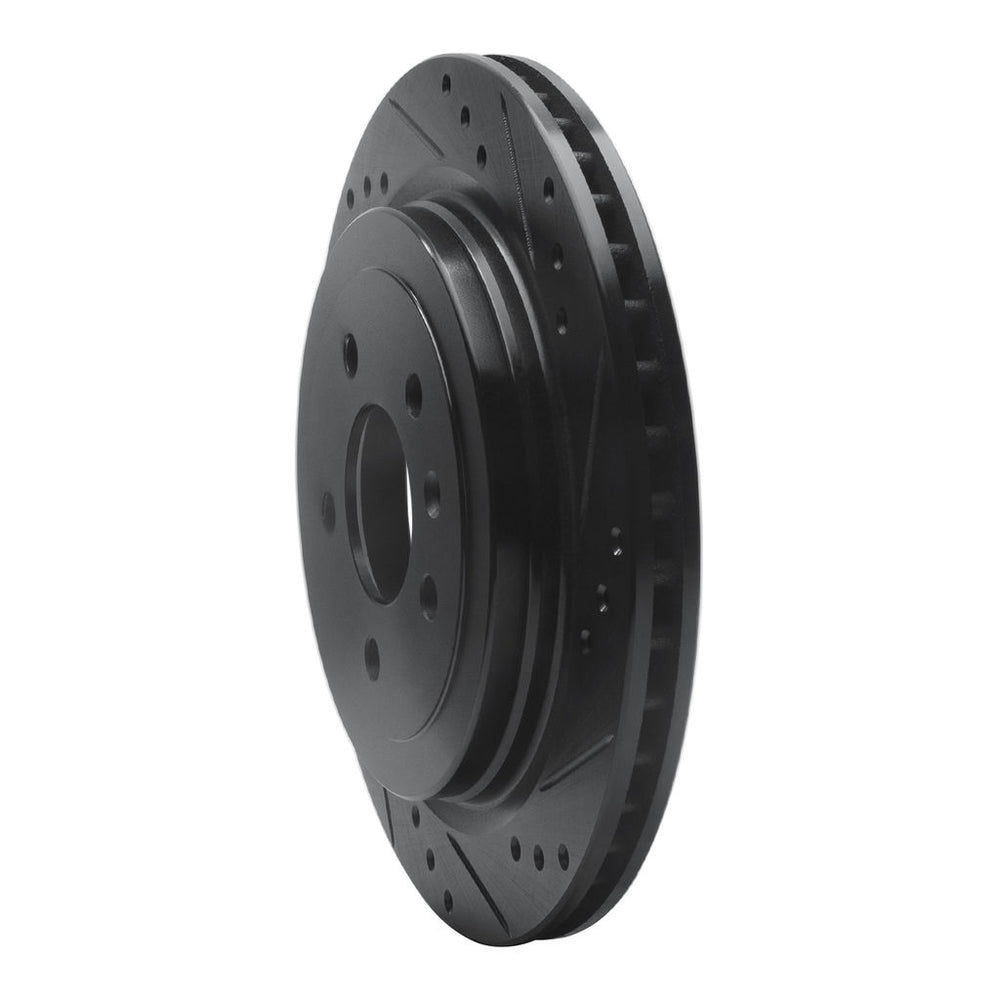 R1 13-19 Cadillac ATS Rear Right Drilled & Slotted Black Brake Rotor