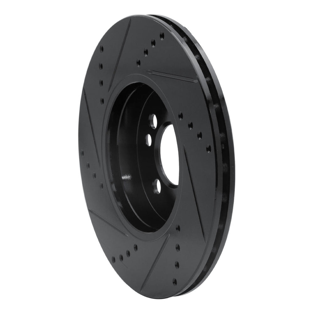 R1 07-15 Mini Cooper (Excl Clubman) Front Right Drilled & Slotted Black Brake Rotor