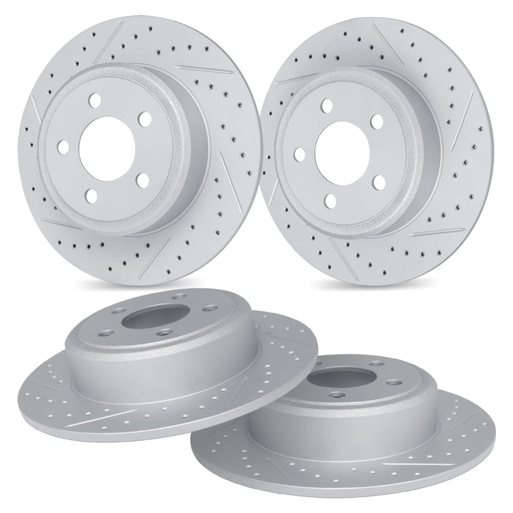 R1 20-25 Ford Explorer Front & Rear Drilled & Slotted Carbon Coated Brake Rotor Set