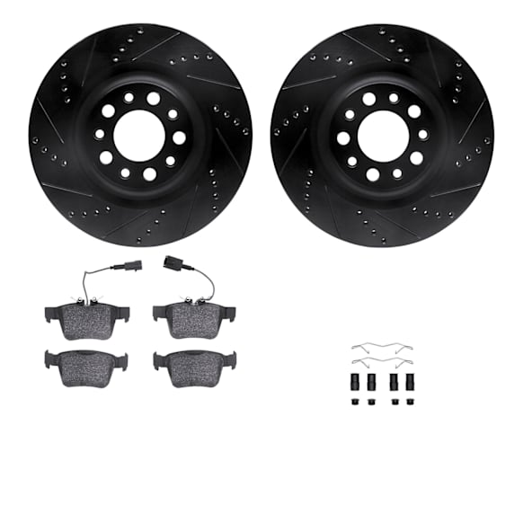 R1 17-25 Alfa Romeo Giulia Rear Drill/Slot Black Rotors w/Optimum Pads