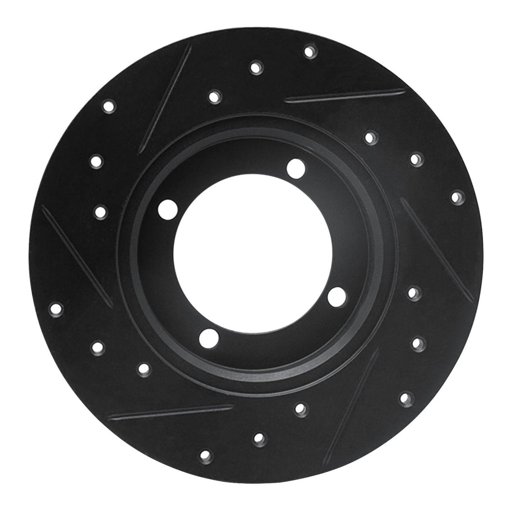 R1 85-91 Dodge COLT Front Right Drilled & Slotted Black Brake Rotor
