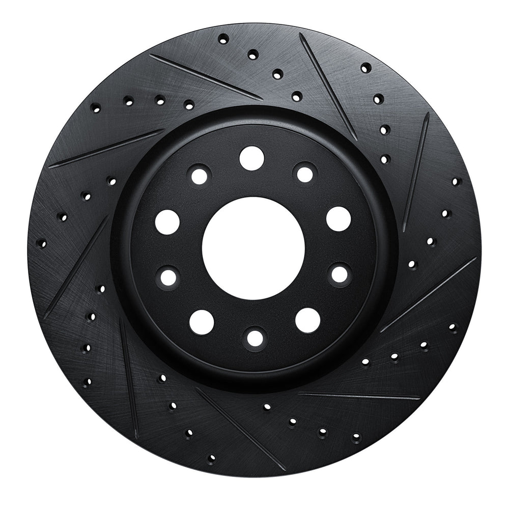 R1 18-25 Jeep Wrangler Front Right Drilled & Slotted Black Brake Rotor