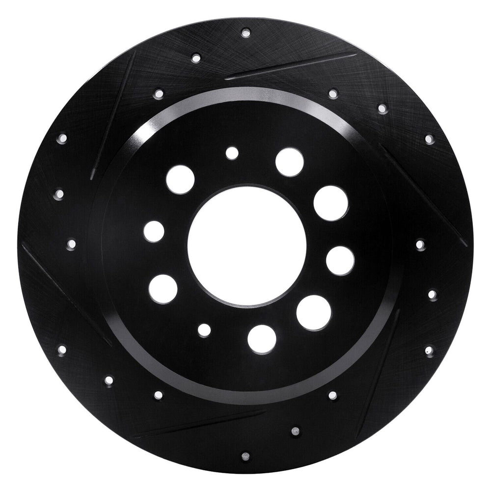 R1 67-74 Volvo 142 Rear Left Drilled & Slotted Black Brake Rotor
