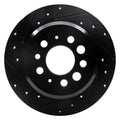 R1 67-74 Volvo 142 Rear Left Drilled & Slotted Black Brake Rotor
