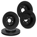 R1 03-07 Honda Accord Front & Rear Drilled & Slotted Black Brake Rotor Set
