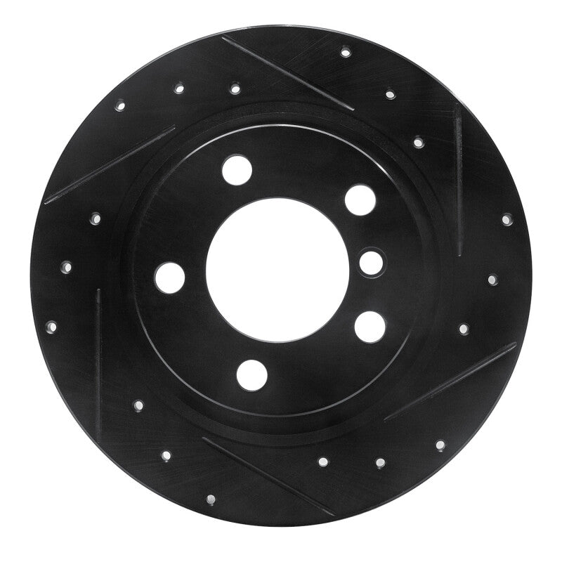R1 2013-2016 Mini Cooper Countryman Rear Right Drilled & Slotted Black Brake Rotor