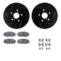 R1 06-18 Lexus HS250h Front Drilled & Slotted Black Brake Rotor Set w/Ceramic Pads and Hardware