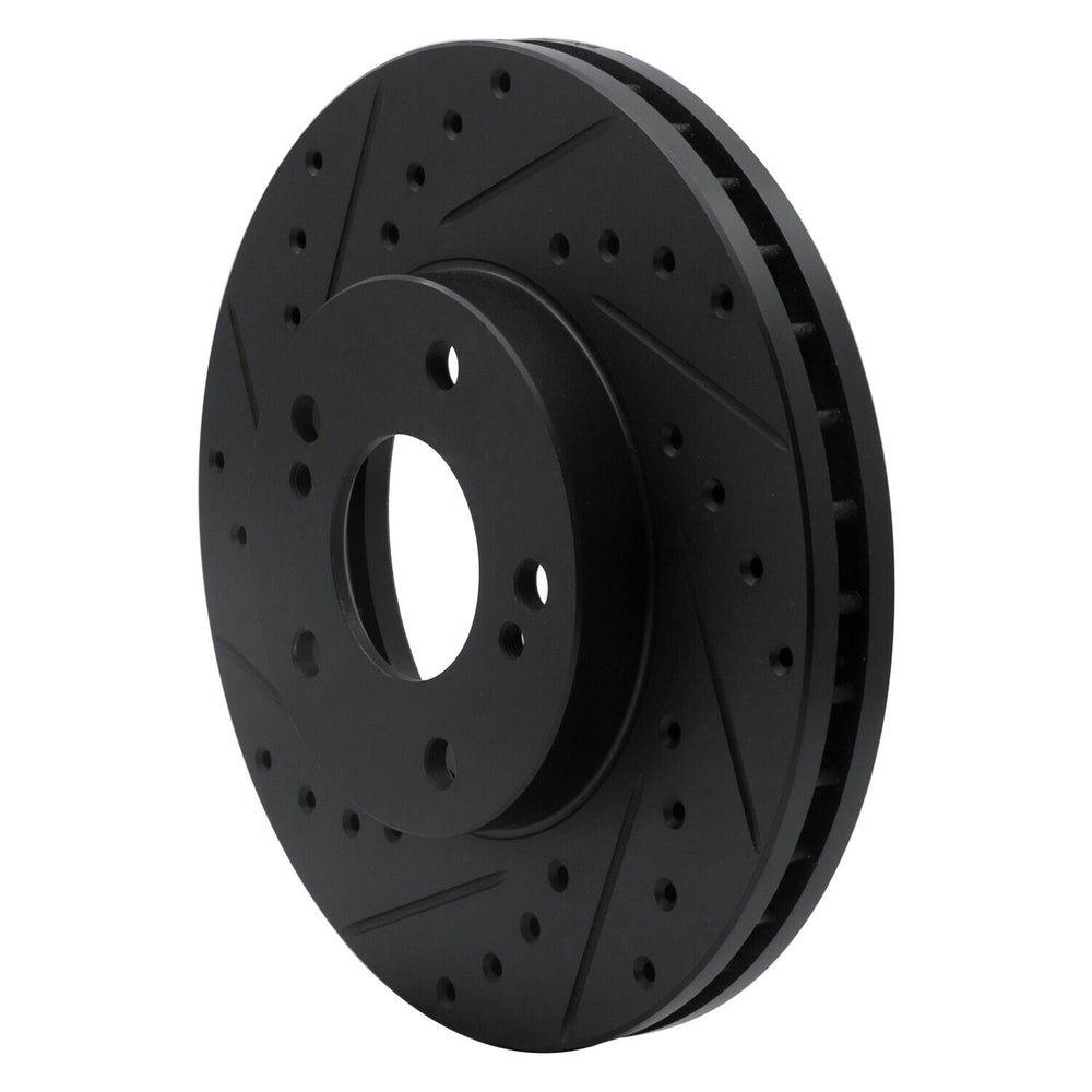 R1 89-96 Nissan 300ZX Front Left Drilled & Slotted Black Brake Rotor