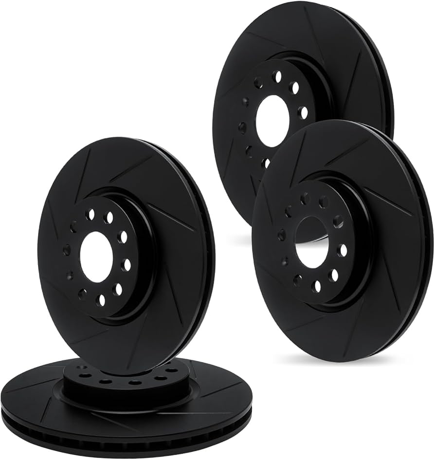 R1 Concepts Brake Rotor- Slotted - Black Fits Ford Granada