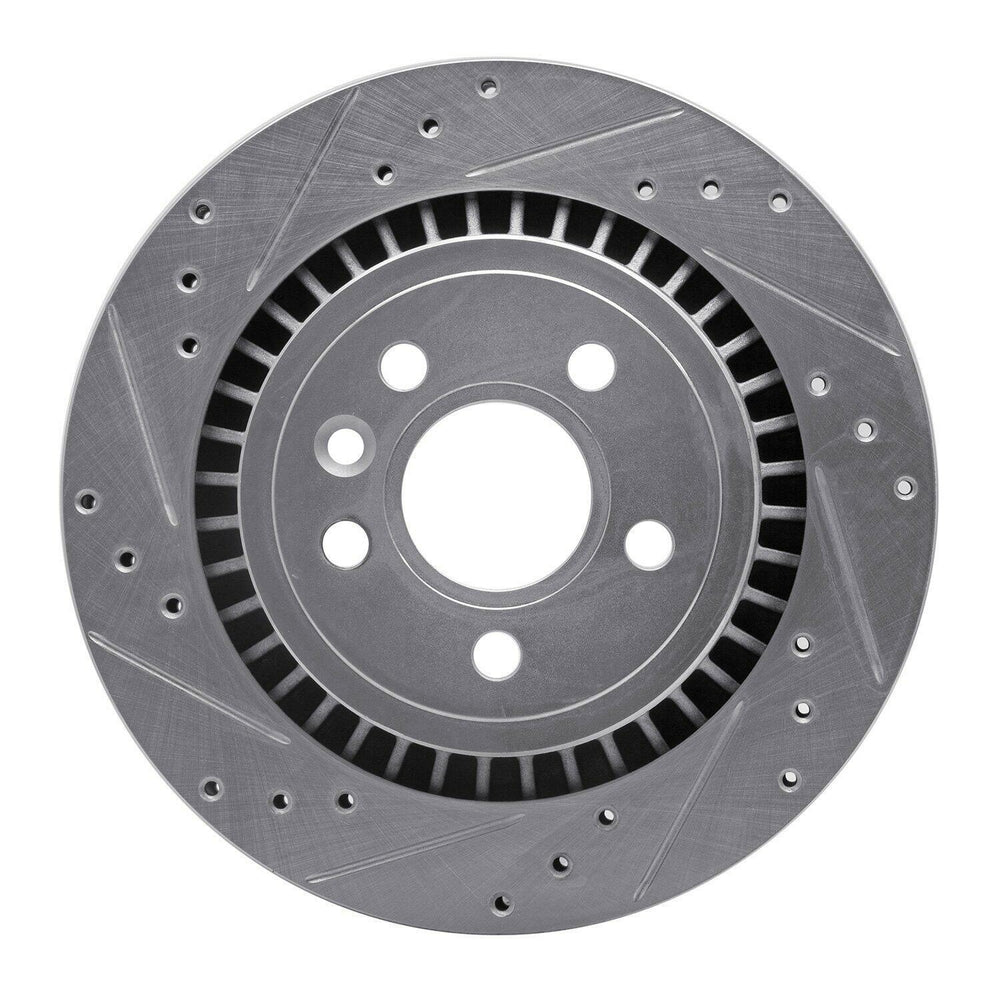 R1 07-18 Volvo XC70 Rear Left Drilled & Slotted Black Brake Rotor