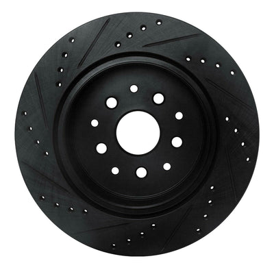 R1 93-98 Toyota Supra Rear Right Drilled & Slotted Black Brake Rotor