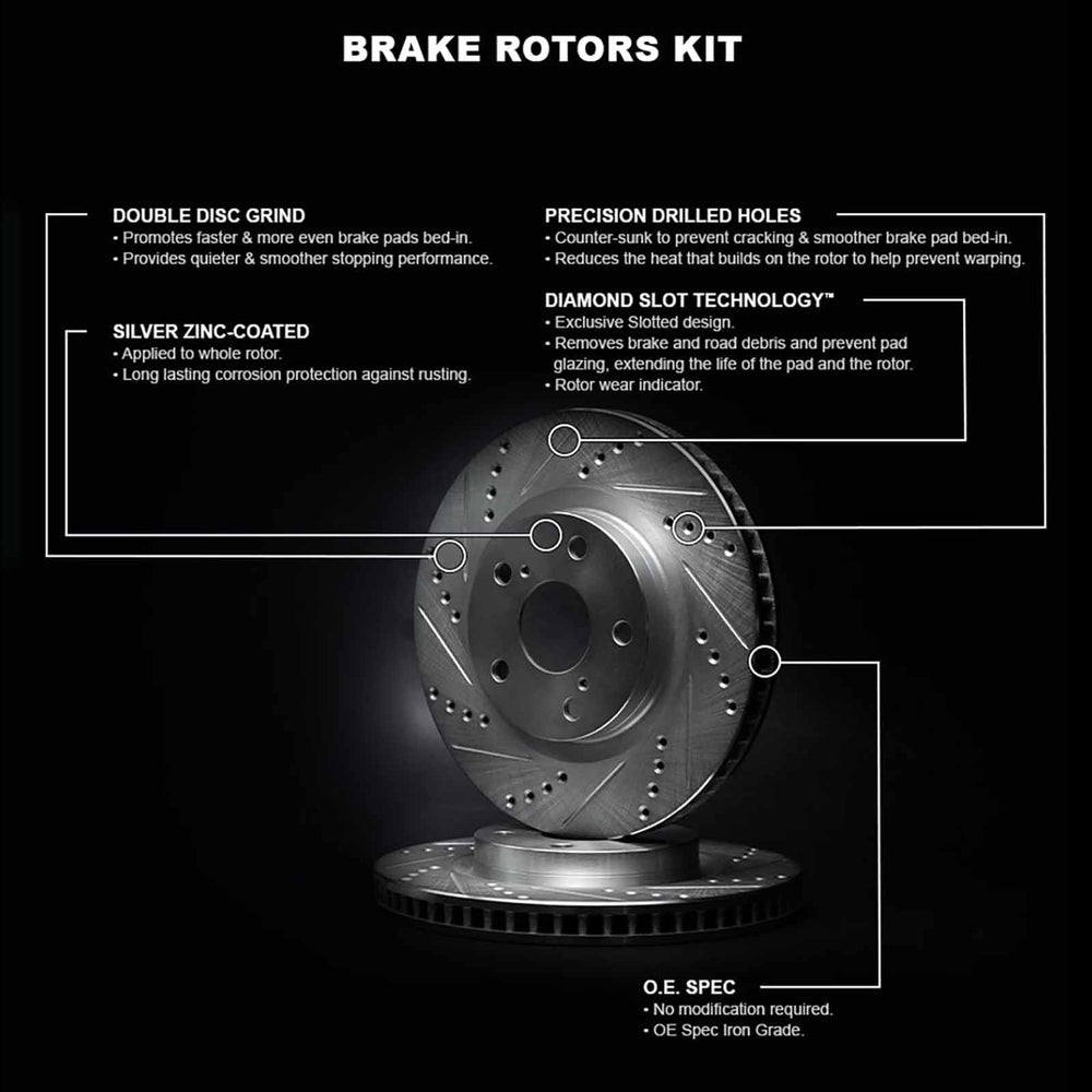 R1 Concepts Brake Rotor- D/S - Silver Fits Ford Mustang