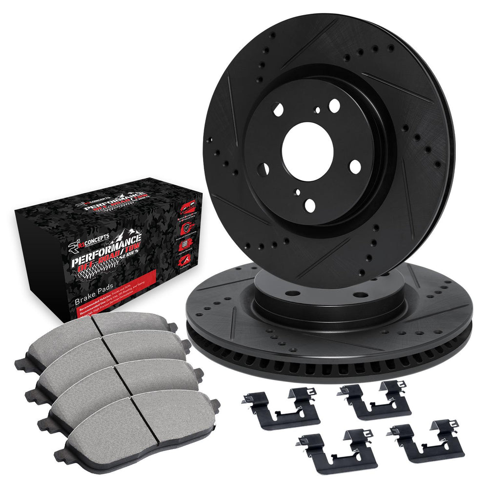 R1 eLINE Series Brake Rotors - D/S - Black - Perf Off-Road/Tow Pads - Hdw