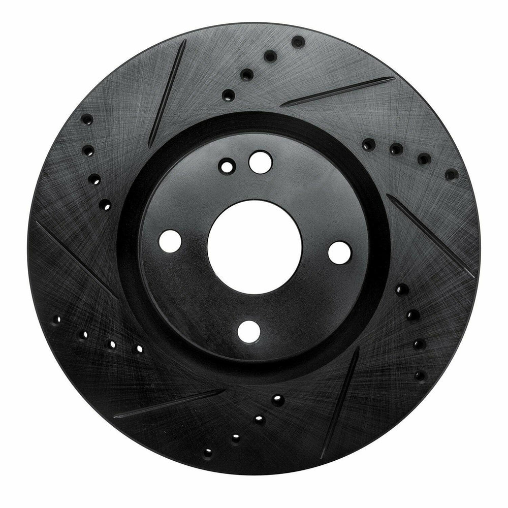 R1 16-25 Fiat 124 Spider Front Left Drilled & Slotted Black Brake Rotor
