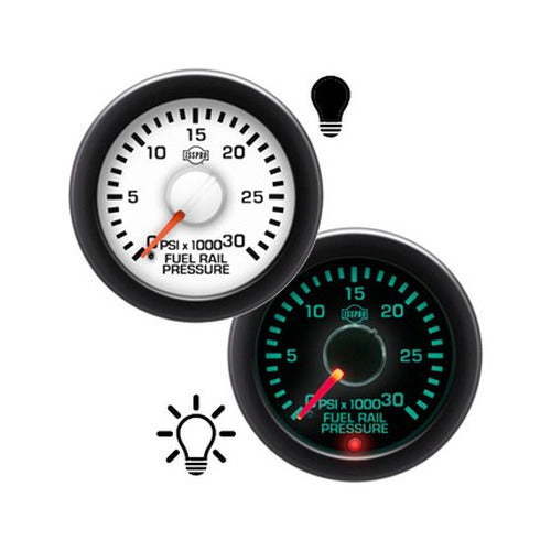 ~(1.3 lbs. 8X6X6)~ EV2 Black Bezel Red Pointer W/White Hub White Face Black Numerals Green When Backlit (Dodge) Drive Oil Pressure 0-400Psi