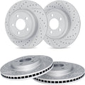 R1 18-25 Honda Accord Front & Rear Drilled & Slotted Carbon Coated Brake Rotor Set