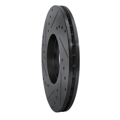 R1 96-98 Volkswagen Jetta Sedan Front Right Drilled & Slotted Black Brake Rotor