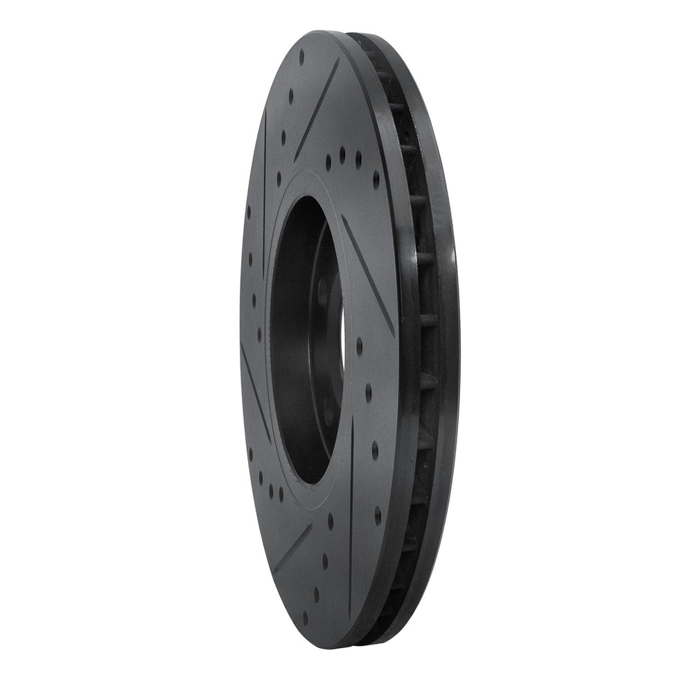 R1 96-98 Volkswagen Jetta Sedan Front Right Drilled & Slotted Black Brake Rotor
