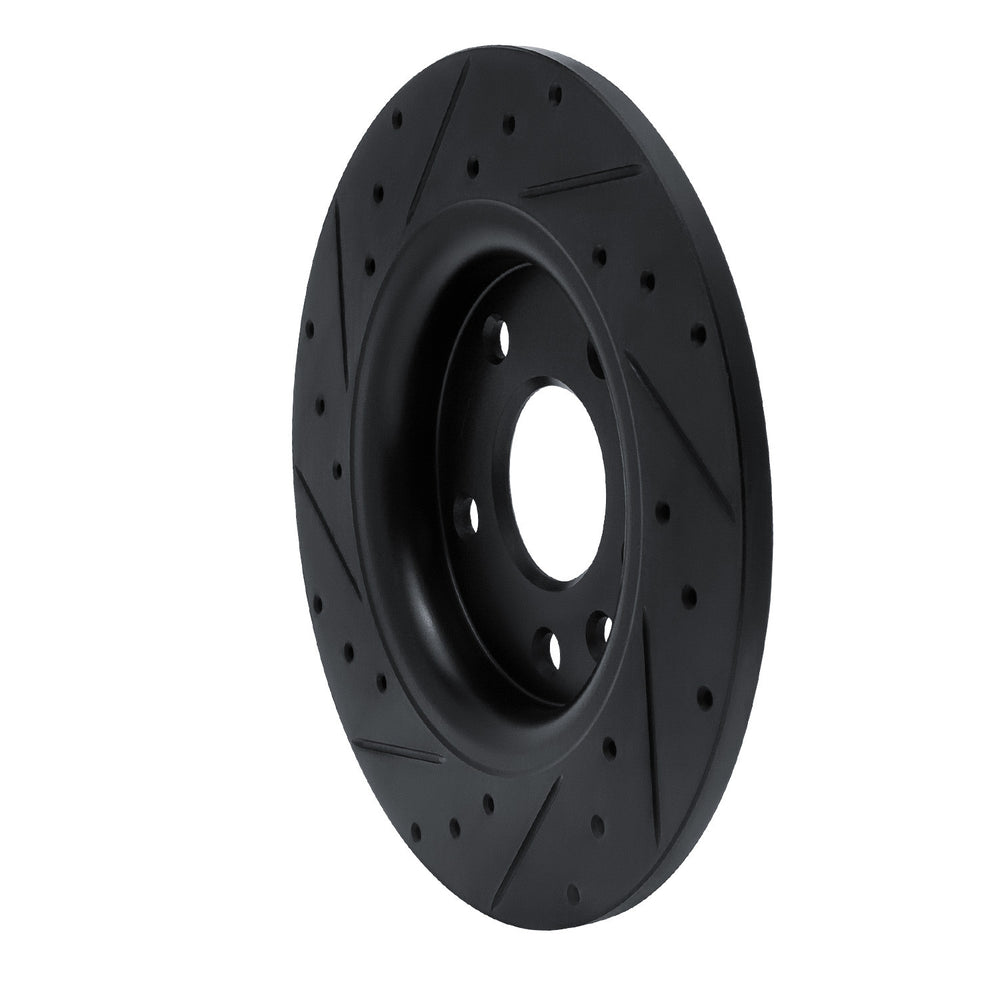 R1 17-25 Chrysler Voyager Rear Right Drilled & Slotted Black Brake Rotor