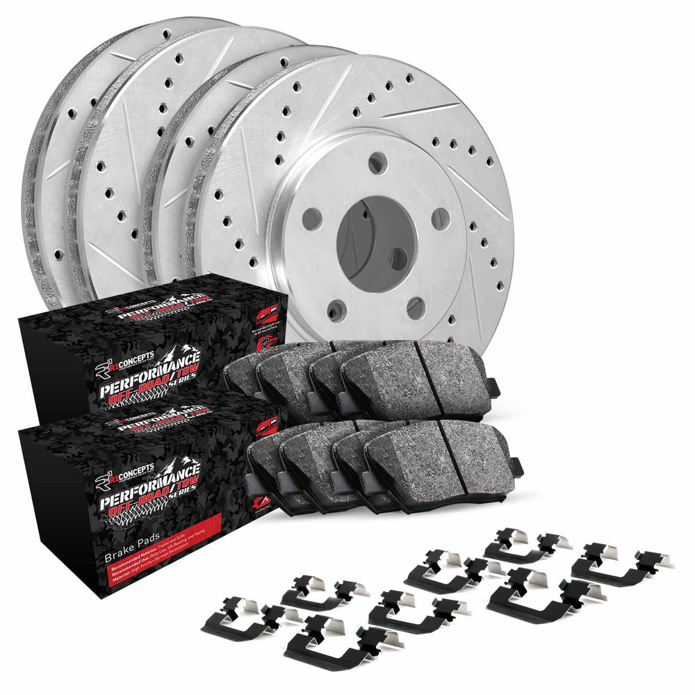 R1 eLINE Series Brake Rotors - D/S - Black - Perf Off-Road/Tow Pads - Hdw