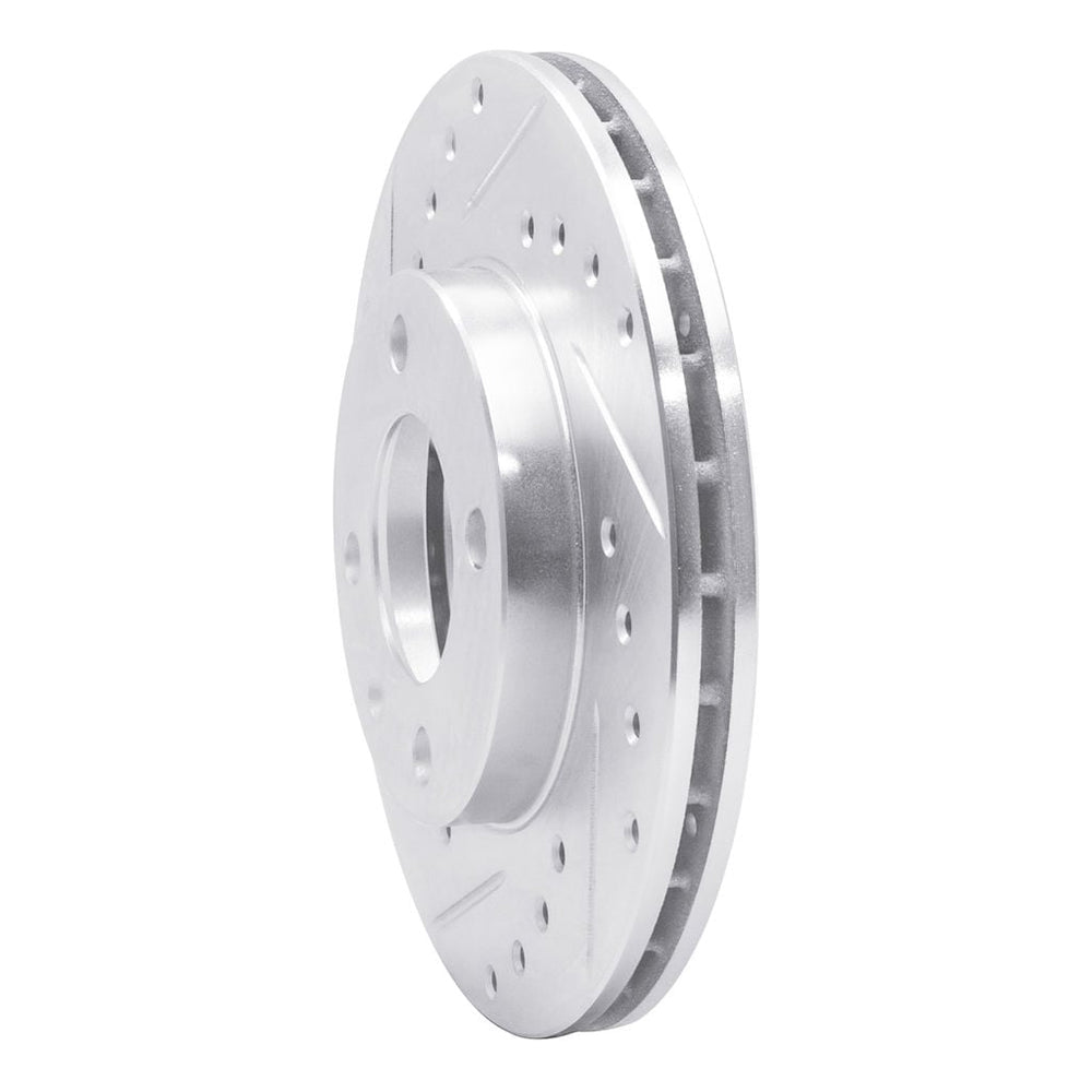 R1 Concepts Brake Rotor Drilled and Slotted Silver Fits Audi 4000