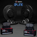 R1 09-15 Mitsubishi Lancer Front & Rear Drill/Slot Black Rotors w/Optimum Pads