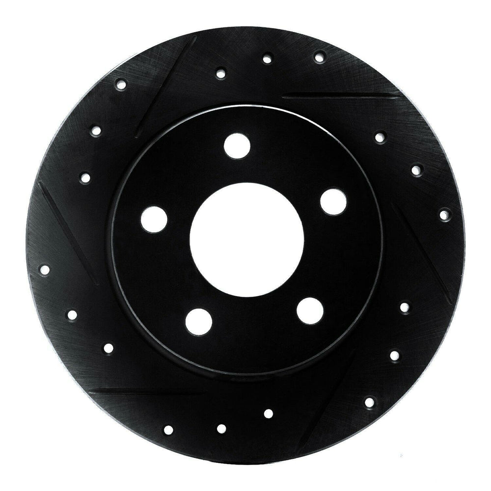 R1 93-05 Ford Taurus SHO Rear Left Drilled & Slotted Black Brake Rotor